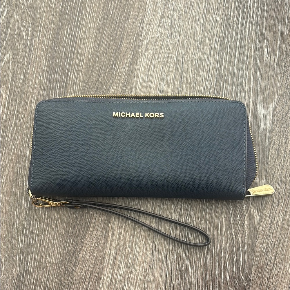 Michael Kors Navy Wallet with Wristlet